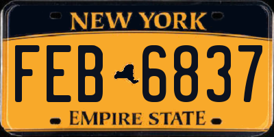 NY license plate FEB6837