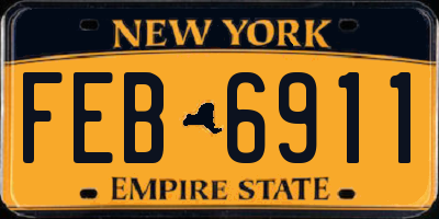 NY license plate FEB6911