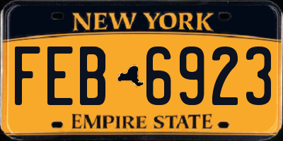 NY license plate FEB6923