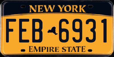 NY license plate FEB6931