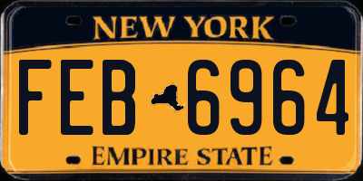 NY license plate FEB6964