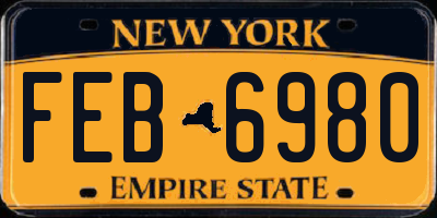 NY license plate FEB6980