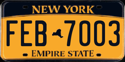 NY license plate FEB7003