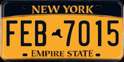 NY license plate FEB7015