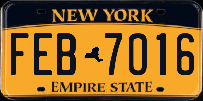 NY license plate FEB7016