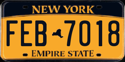 NY license plate FEB7018