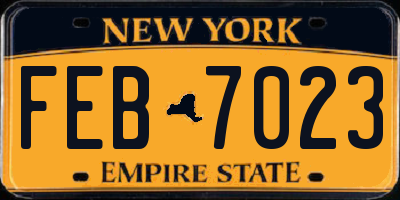 NY license plate FEB7023