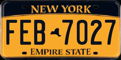NY license plate FEB7027