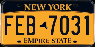 NY license plate FEB7031