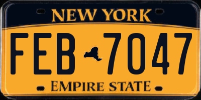 NY license plate FEB7047