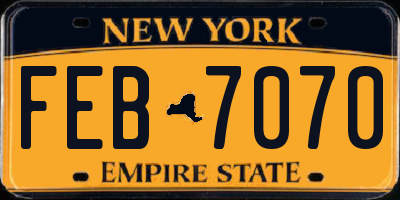 NY license plate FEB7070