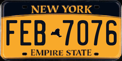 NY license plate FEB7076