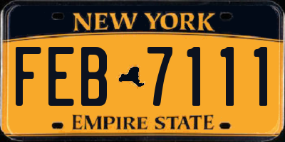 NY license plate FEB7111
