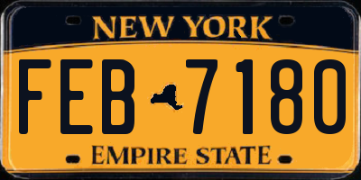NY license plate FEB7180
