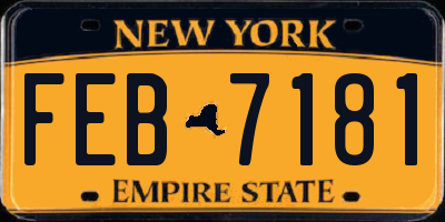 NY license plate FEB7181