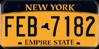 NY license plate FEB7182