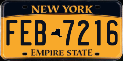 NY license plate FEB7216