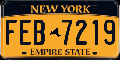 NY license plate FEB7219