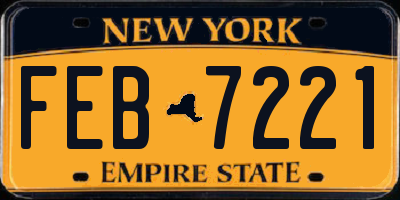 NY license plate FEB7221