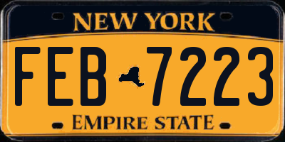 NY license plate FEB7223