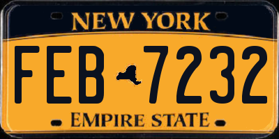 NY license plate FEB7232