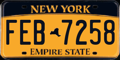 NY license plate FEB7258