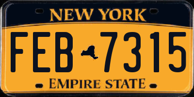 NY license plate FEB7315