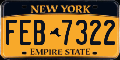 NY license plate FEB7322