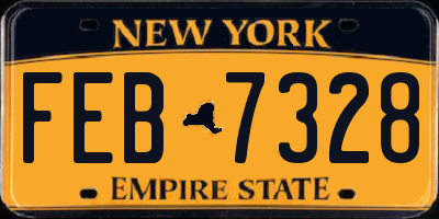 NY license plate FEB7328