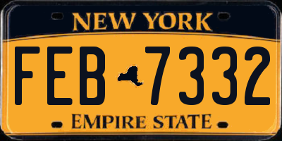 NY license plate FEB7332