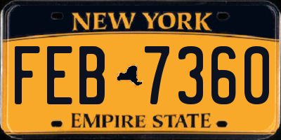 NY license plate FEB7360