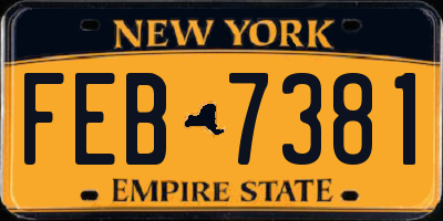NY license plate FEB7381