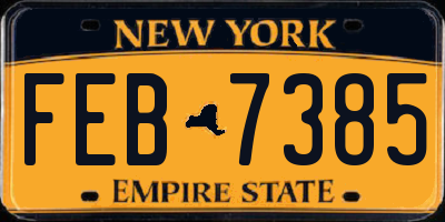 NY license plate FEB7385