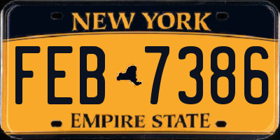 NY license plate FEB7386