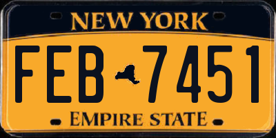 NY license plate FEB7451