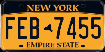 NY license plate FEB7455