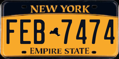 NY license plate FEB7474