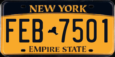 NY license plate FEB7501
