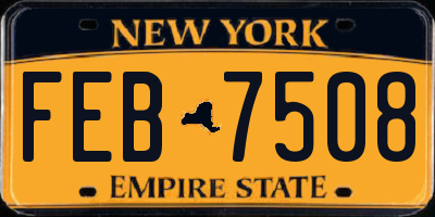 NY license plate FEB7508