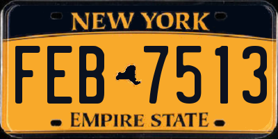 NY license plate FEB7513
