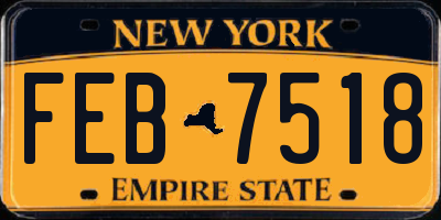 NY license plate FEB7518