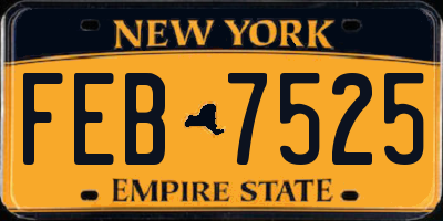 NY license plate FEB7525