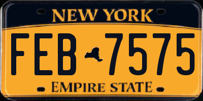 NY license plate FEB7575