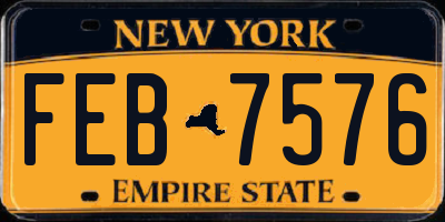 NY license plate FEB7576
