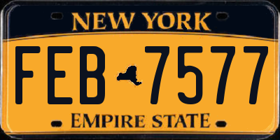 NY license plate FEB7577