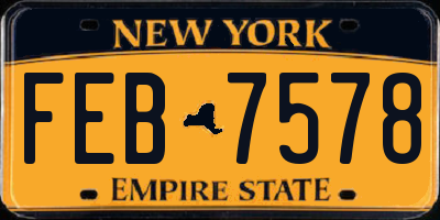 NY license plate FEB7578