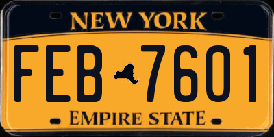 NY license plate FEB7601