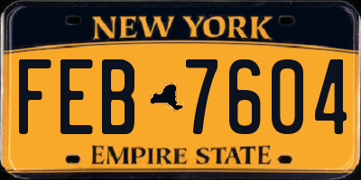 NY license plate FEB7604
