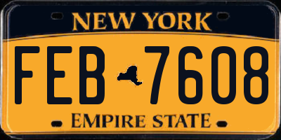 NY license plate FEB7608