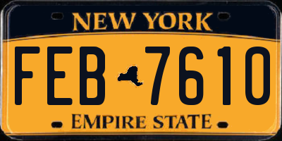 NY license plate FEB7610